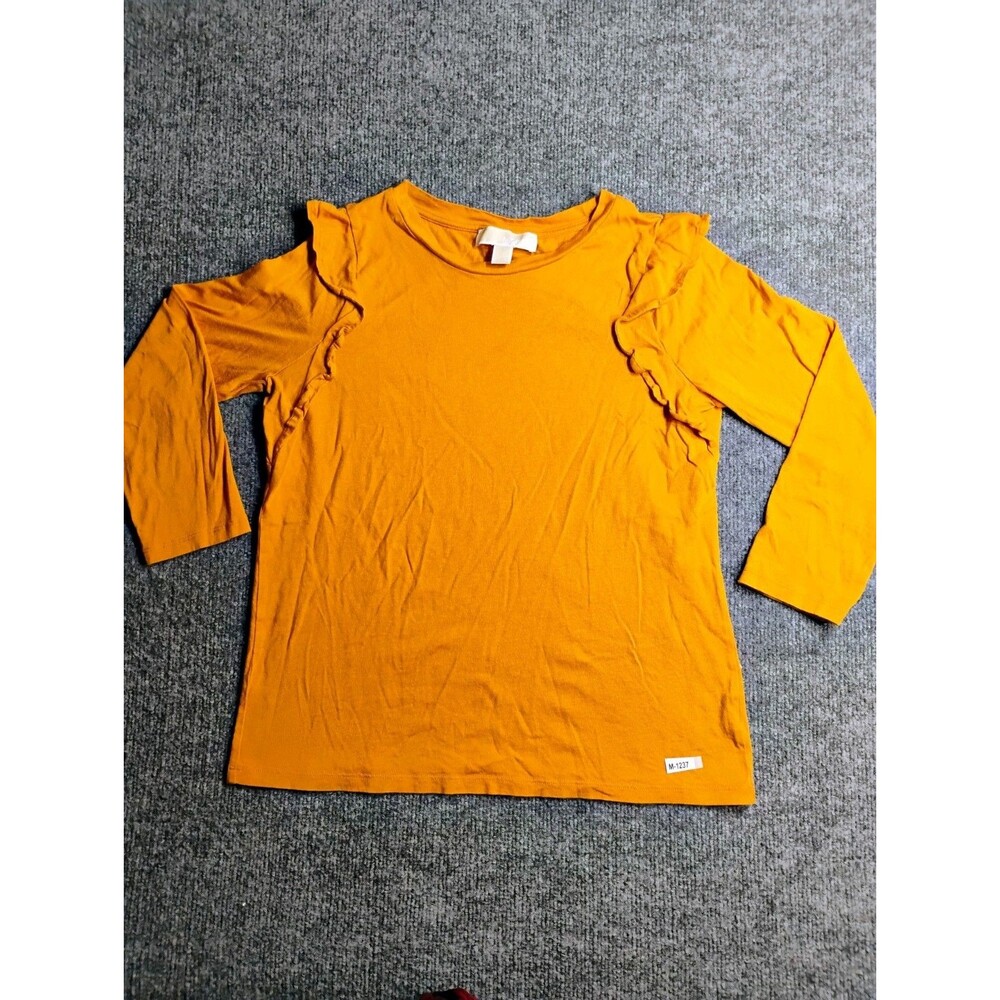 Mighty Fine Mustard Yellow Long Sleeve T-Shirt Women's Size Small Casual Tee